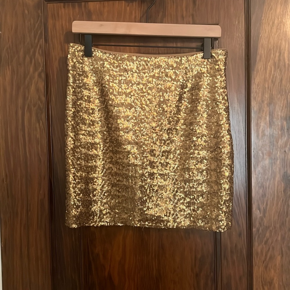Caché Gold Sequined Skirt